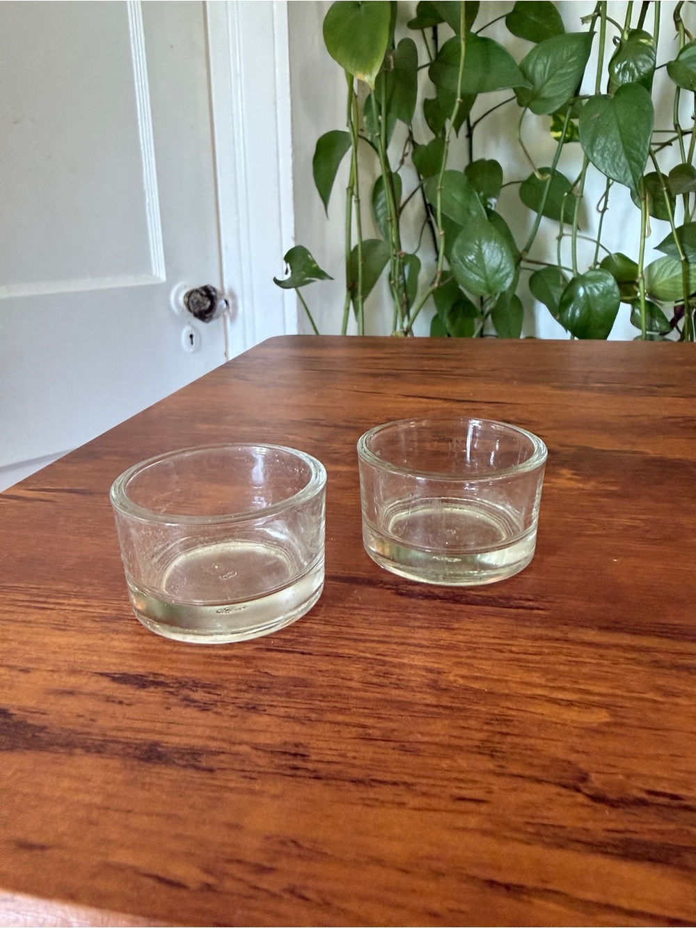 Clear Glass votive candle holders - Set of 2